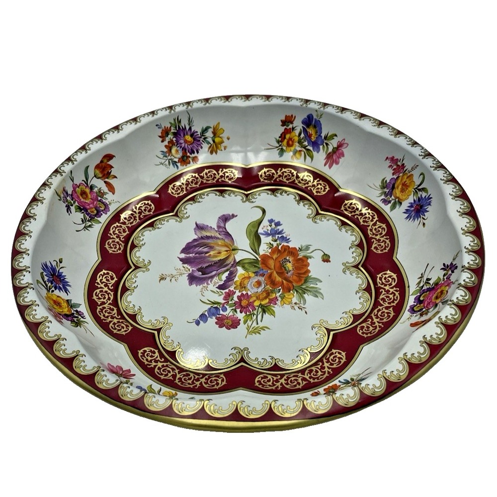 Vintage 1971 Daher Decorated Metal Ware Floral Serving Tray‎ Bowl England